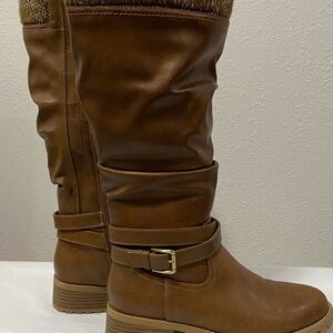 Maurices Tan Leather Buckle Boots